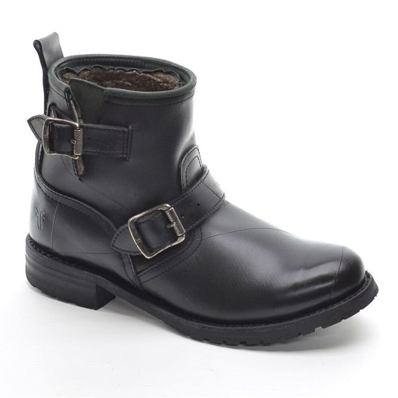 Frye Engineer Shearling Lined Rubber Moto Boots 7.5 B